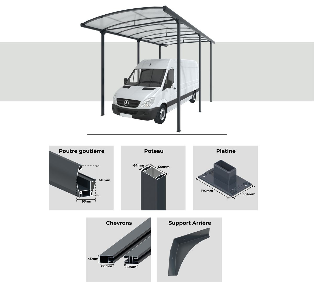 fournitures carport aluminium cintre camping